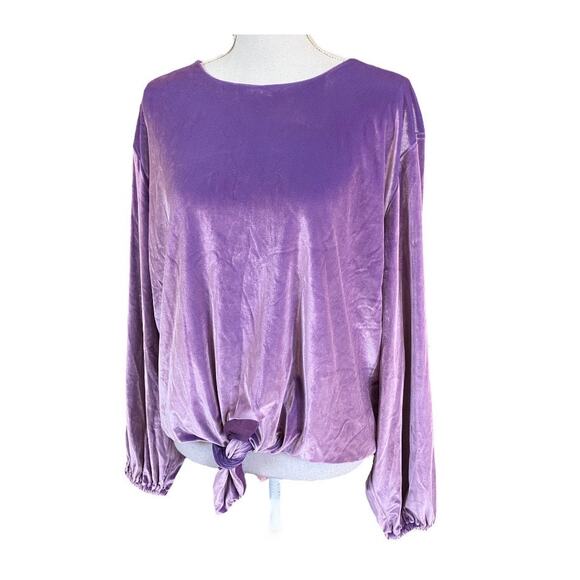 New Kendall & Kylie Velvet Purple Aqua Front Tie Top Plus Size 2X - Picture 3 of 6